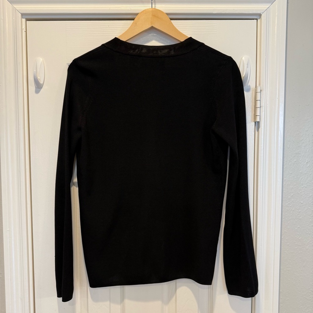 Dana Buchanan Silk Cardigan Women’s Small Black Minimalist Closet Staple Capsule - Picture 2 of 7